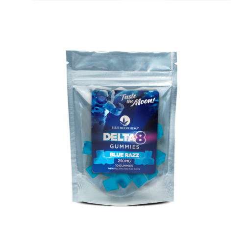D8 Gummy BlueRazz 250mg POUCH Front D8 Gummy BlueRazz 250mg POUCH Front