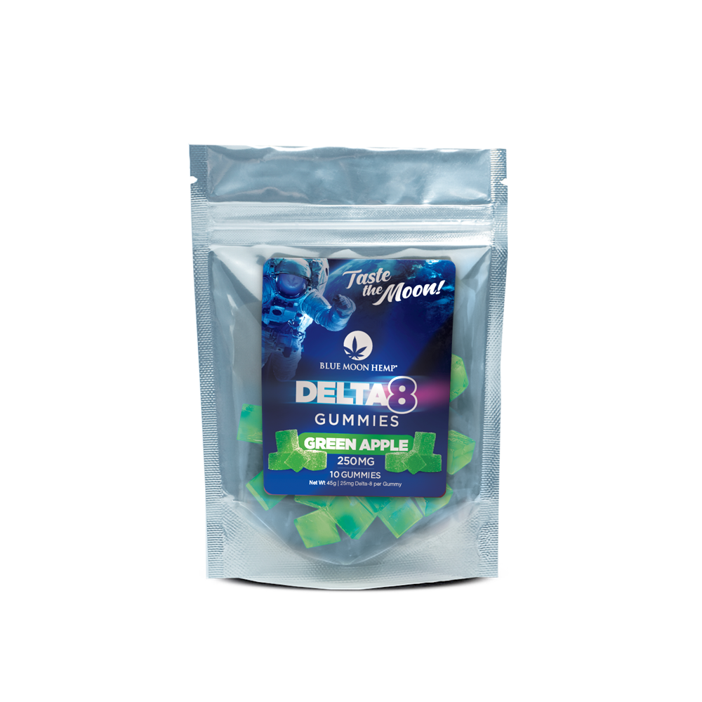 D8 Gummy GreenApple 250mg POUCH Front 1
